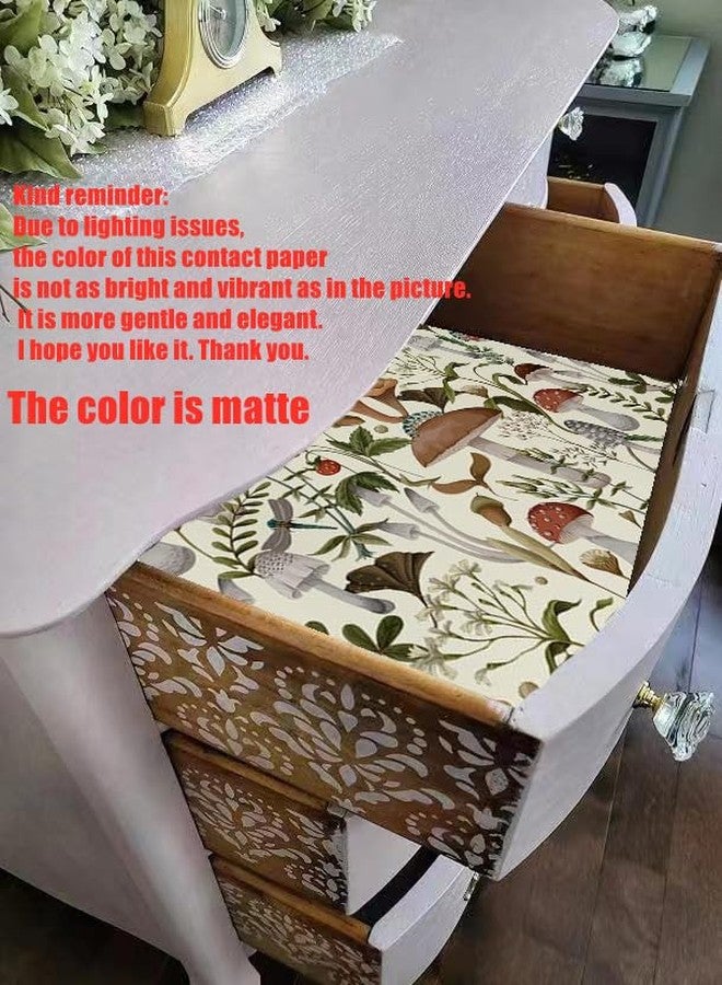 WY-BSO Adhesive Shelf Liner,Boho Mushroom Shelf Contact Paper for Cabinets,Vinyl Film Decorative Drawer Liner for Bedroom Dresser Sticker 17.7 inch x 118 inch (Multicolor, 17.7 inch x 118 inch) - Image 2